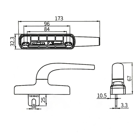 Maçaneta para janela de alumínio CZH66