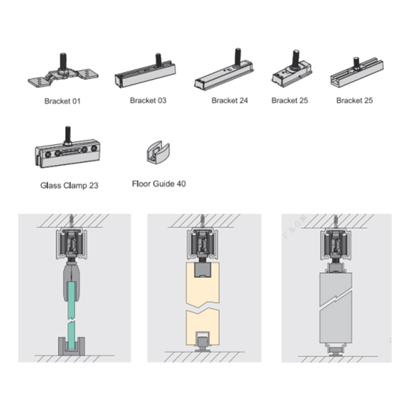 Hardware do sistema de porta deslizante com roda suspensa tipo E