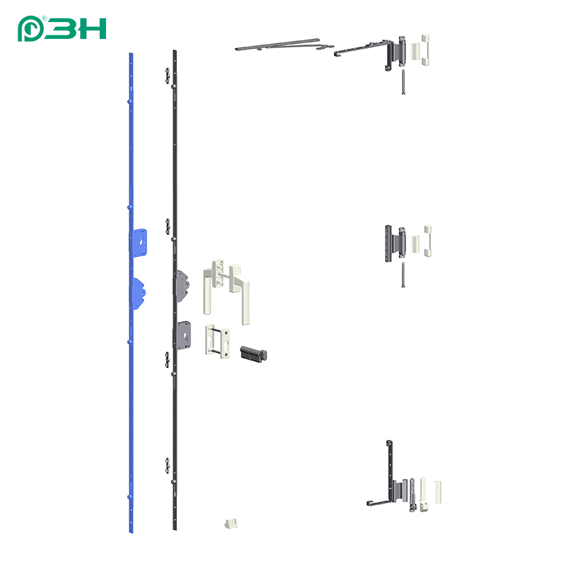 Sistema de hardware para porta de batente UPVC com ranhura em U 