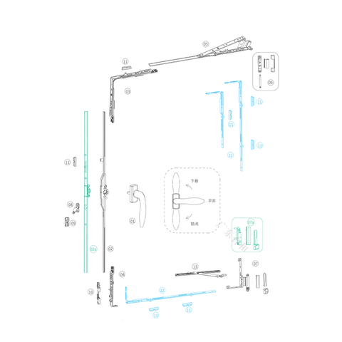 Sistema de hardware inclinável de alta qualidade para UPVC Windows PXS01