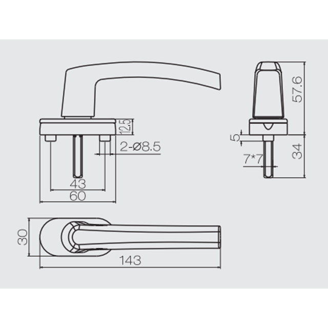 Maçaneta para janela de batente CZ23A