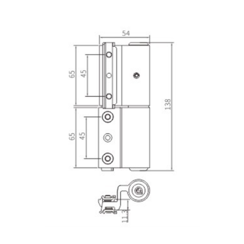 Dobradiça 3D para porta de batente JX133