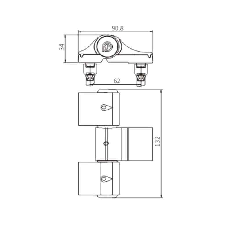 Dobradiça 3D para porta de batente JX50A