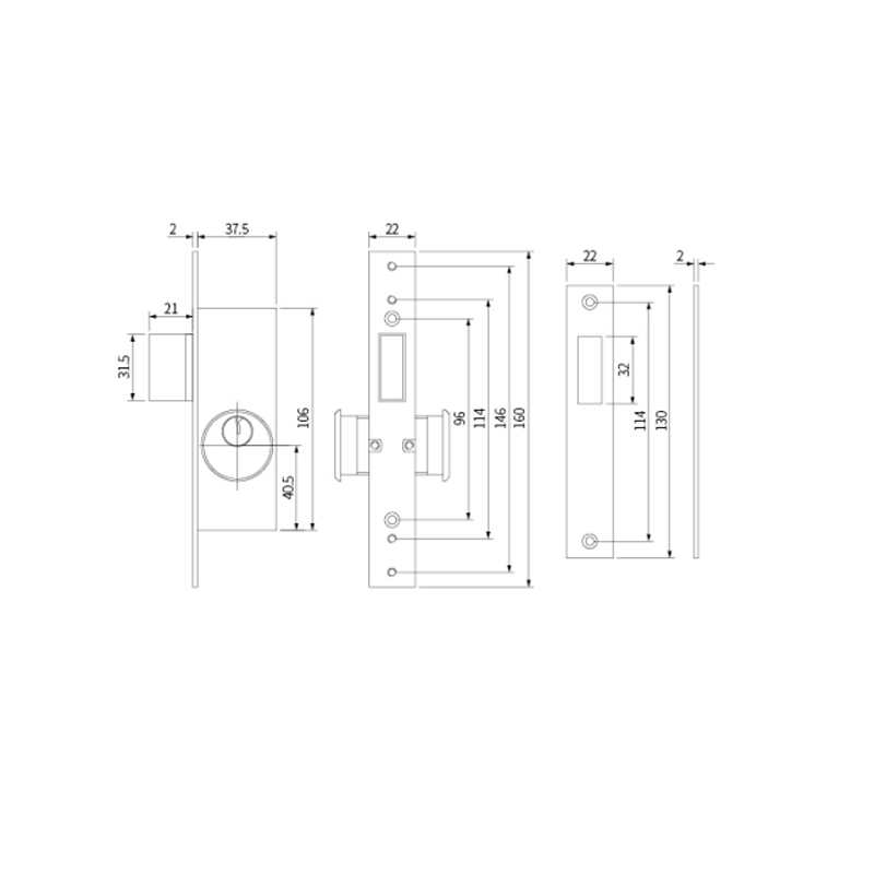 Fechadura de piso de vidro GL-D82