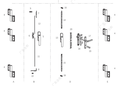 ZDM01 4 ou 3 faixas divisórias sistema de hardware de acessórios para portas dobráveis 