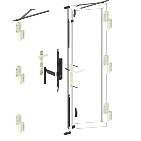 Porta de batente externa de 65 séries com solução de sistema de hardware de faixas duplas