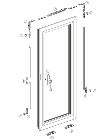 Sistema de hardware de janela suspensa inferior com abertura para dentro HNXC01