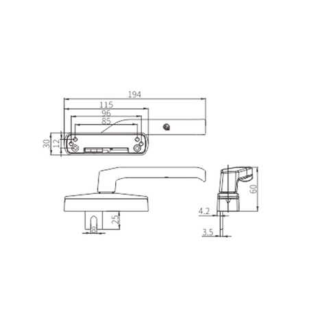Maçaneta para janela de batente CZH23GR/L